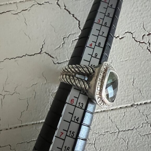 Albion® Ring Sterling Silver with Prasiolite and Diamonds, 11mm - Picture 7 of 7